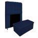 Kit Cabeceira e Calçadeira Baú Estofada Mel 90 cm Solteiro Com Capitonê Suede Azul Marinho - Amarena Móveis