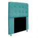 Kit Cabeceira e Calçadeira Baú Estofada Mel 90 cm Solteiro Com Capitonê Suede Azul Turquesa - Amarena Móveis