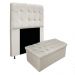 Kit Cabeceira e Calçadeira Baú Estofada Mel 90 cm Solteiro Com Capitonê Suede Bege - Amarena Móveis