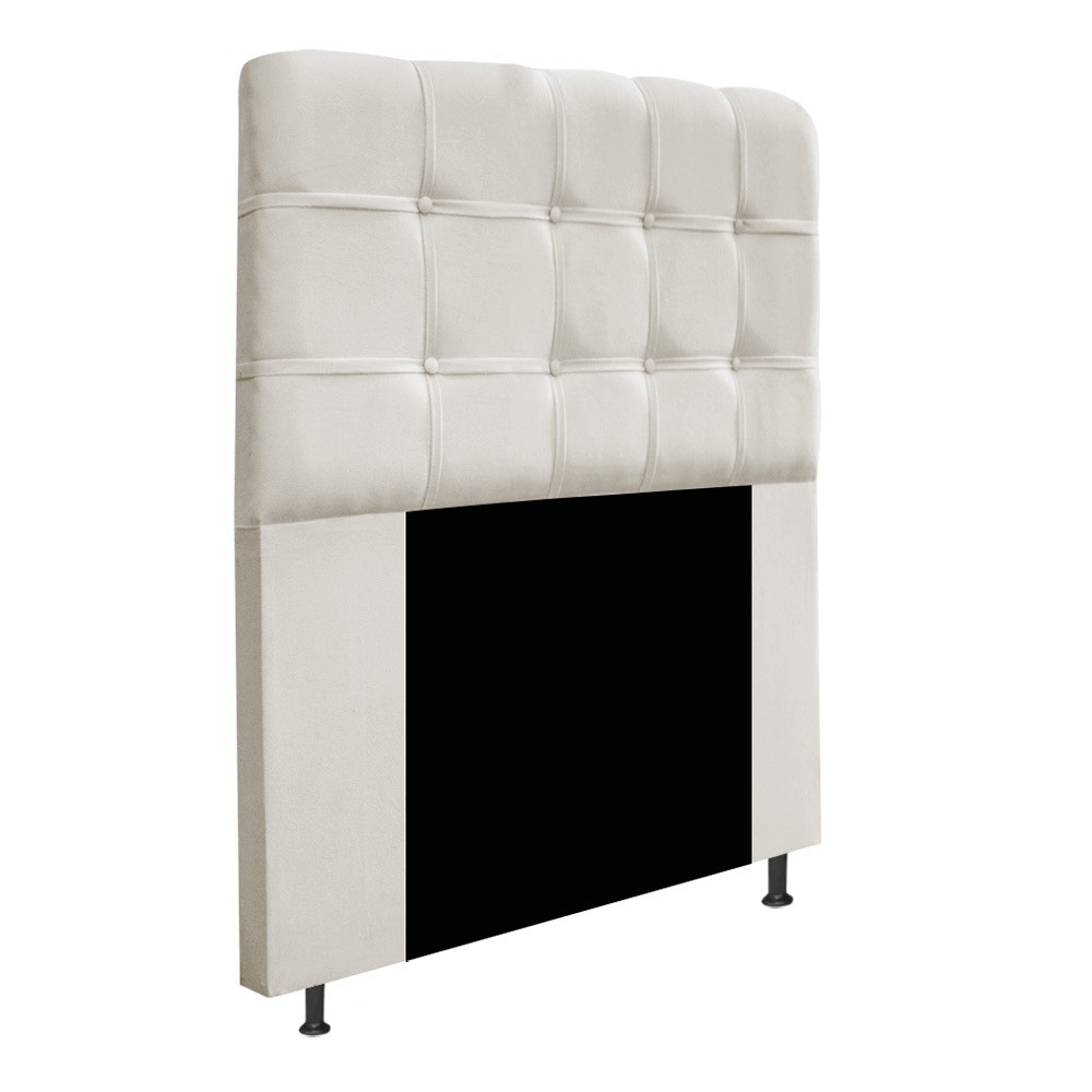 Kit Cabeceira e Calçadeira Baú Estofada Mel 90 cm Solteiro Com Capitonê Suede Bege - Amarena Móveis