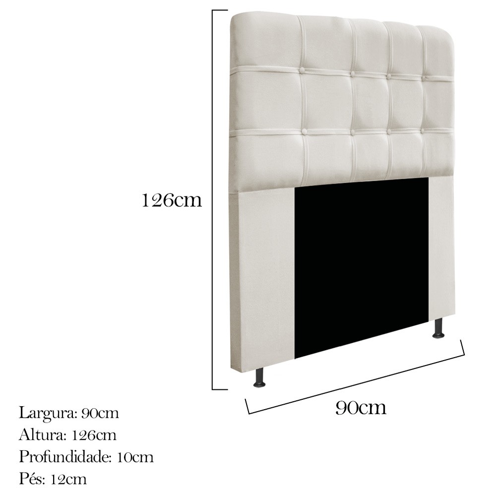 Kit Cabeceira e Calçadeira Baú Estofada Mel 90 cm Solteiro Com Capitonê Suede Bege - Amarena Móveis