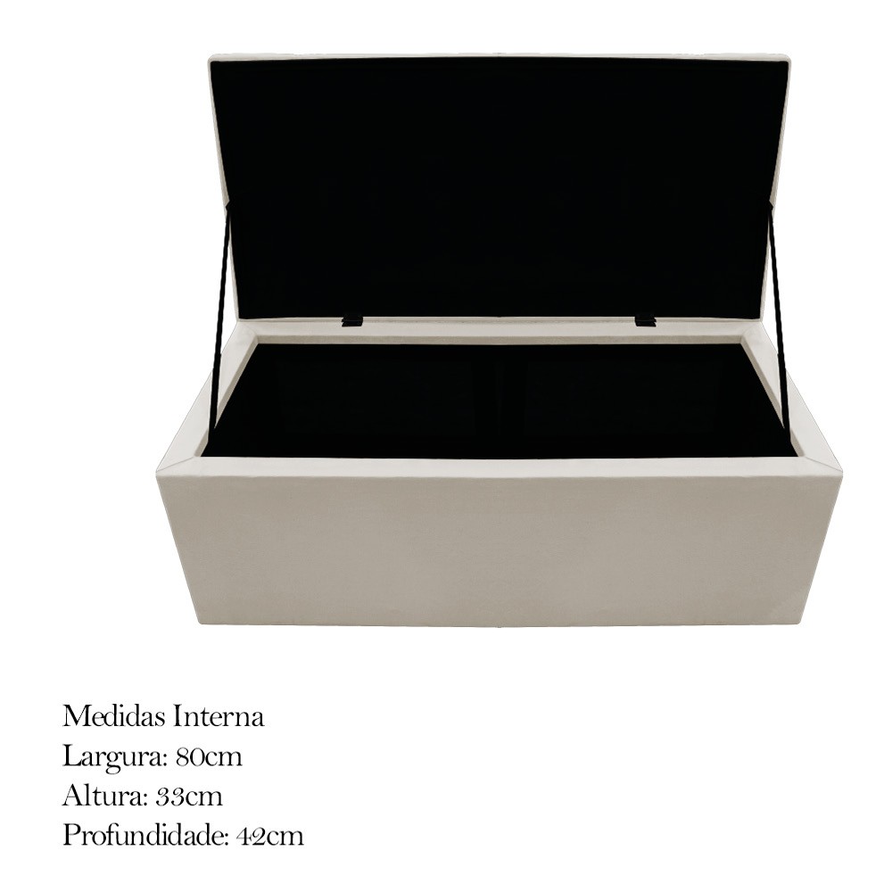 Kit Cabeceira e Calçadeira Baú Estofada Mel 90 cm Solteiro Com Capitonê Suede Bege - Amarena Móveis
