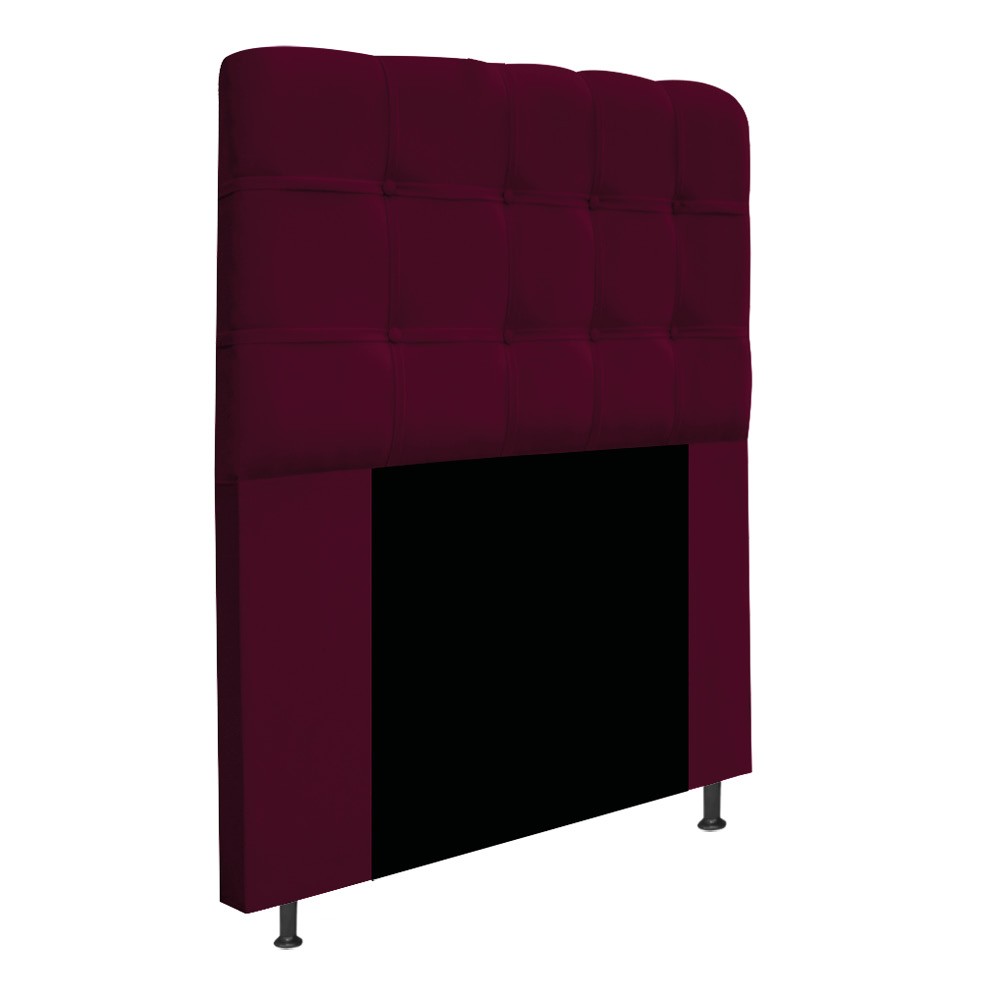 Kit Cabeceira e Calçadeira Baú Estofada Mel 90 cm Solteiro Com Capitonê Suede Bordô - Amarena Móveis