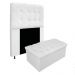 Kit Cabeceira e Calçadeira Baú Estofada Mel 90 cm Solteiro Com Capitonê Suede Branco - Amarena Móveis