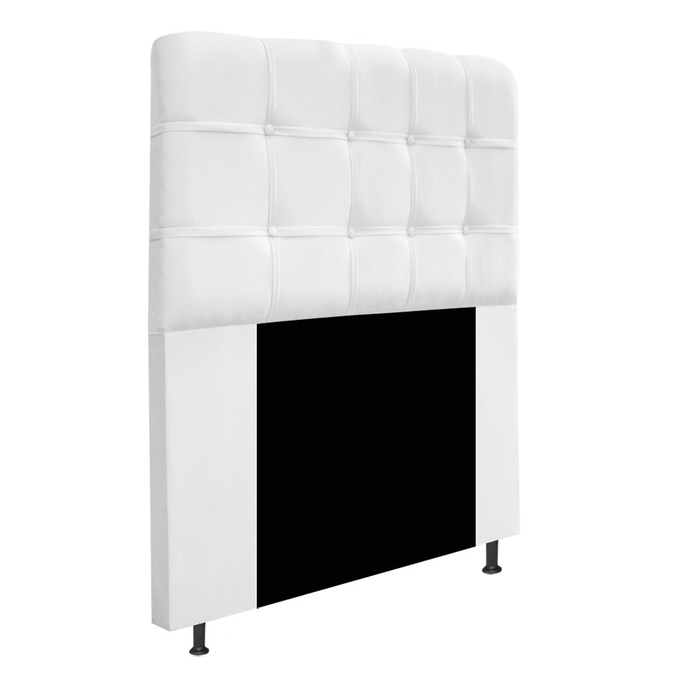 Kit Cabeceira e Calçadeira Baú Estofada Mel 90 cm Solteiro Com Capitonê Suede Branco - Amarena Móveis