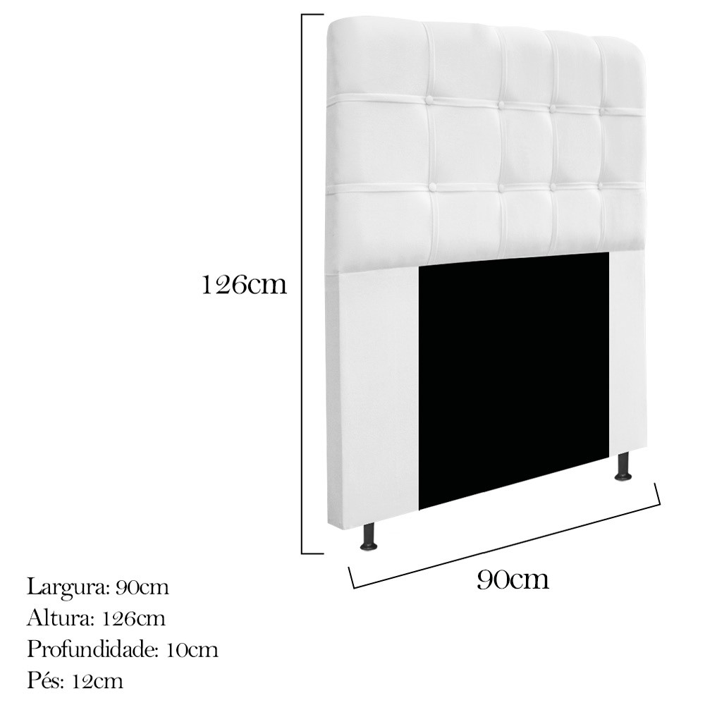 Kit Cabeceira e Calçadeira Baú Estofada Mel 90 cm Solteiro Com Capitonê Suede Branco - Amarena Móveis
