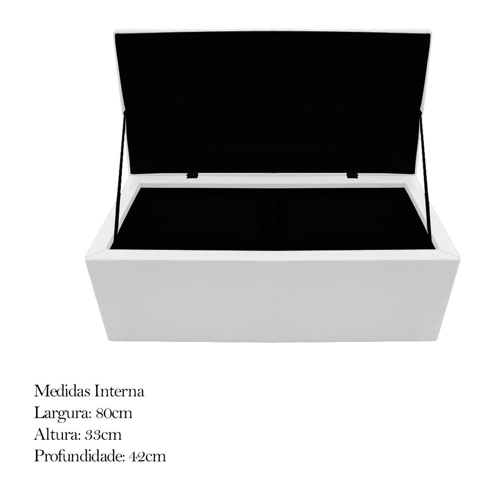 Kit Cabeceira e Calçadeira Baú Estofada Mel 90 cm Solteiro Com Capitonê Suede Branco - Amarena Móveis