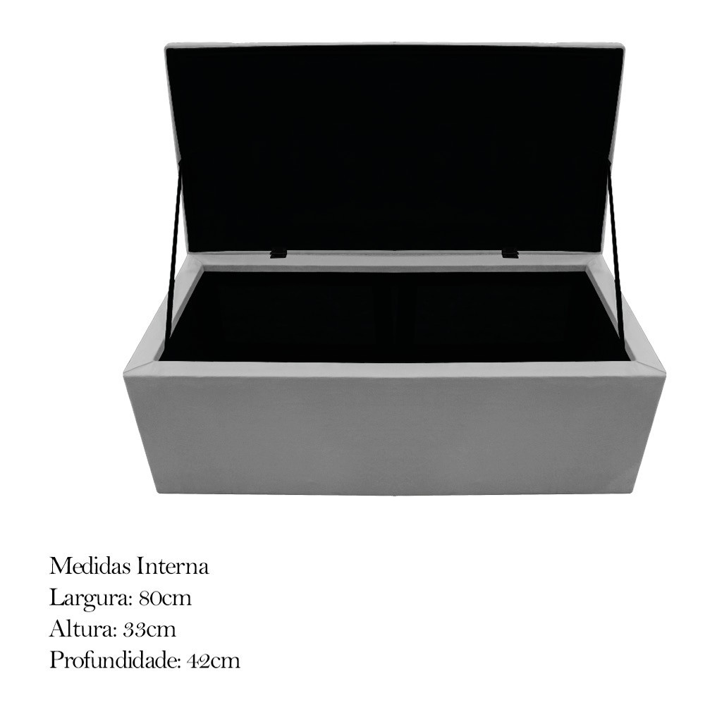 Kit Cabeceira e Calçadeira Baú Estofada Mel 90 cm Solteiro Com Capitonê Suede Cinza - Amarena Móveis