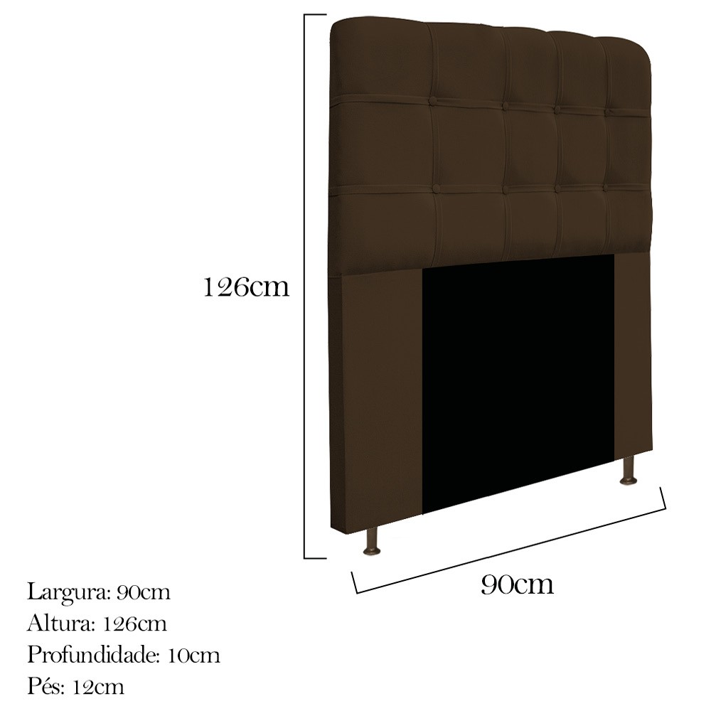 Kit Cabeceira e Calçadeira Baú Estofada Mel 90 cm Solteiro Com Capitonê Suede Marrom - Amarena Móveis