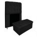Kit Cabeceira e Calçadeira Baú Estofada Mel 90 cm Solteiro Com Capitonê Suede Preto - Amarena Móveis
