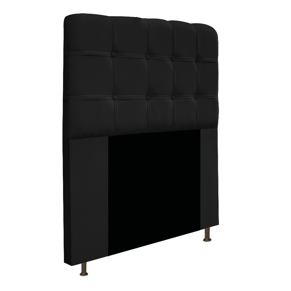 Kit Cabeceira e Calçadeira Baú Estofada Mel 90 cm Solteiro Com Capitonê Suede Preto - Amarena Móveis