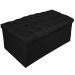 Kit Cabeceira e Calçadeira Baú Estofada Mel 90 cm Solteiro Com Capitonê Suede Preto - Amarena Móveis