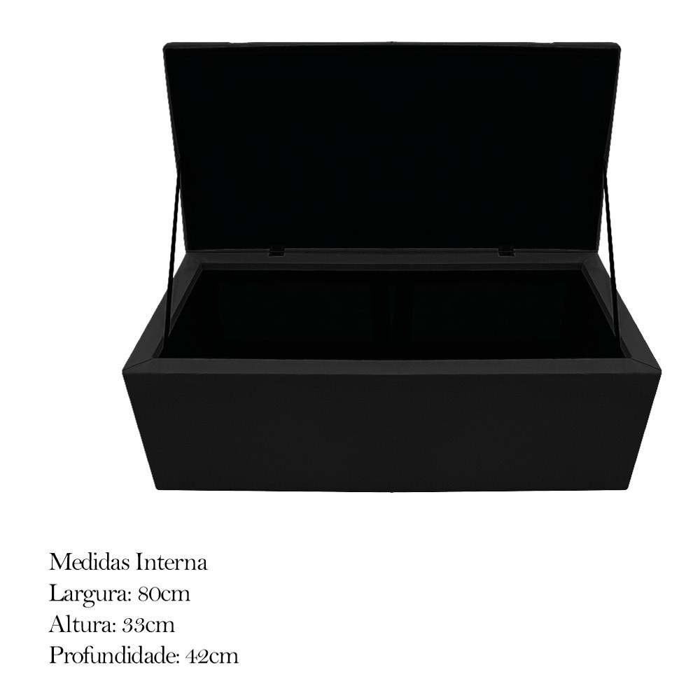 Kit Cabeceira e Calçadeira Baú Estofada Mel 90 cm Solteiro Com Capitonê Suede Preto - Amarena Móveis