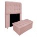 Kit Cabeceira e Calçadeira Baú Estofada Mel 90 cm Solteiro Com Capitonê Suede Rosê - Amarena Móveis