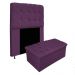 Kit Cabeceira e Calçadeira Baú Estofada Mel 90 cm Solteiro Com Capitonê Suede Roxo - Amarena Móveis