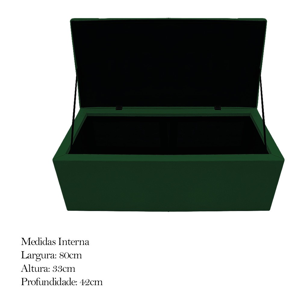 Kit Cabeceira e Calçadeira Baú Estofada Mel 90 cm Solteiro Com Capitonê Suede Verde - Amarena Móveis
