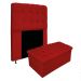Kit Cabeceira e Calçadeira Baú Estofada Mel 90 cm Solteiro Com Capitonê Suede Vermelho - Amarena Móveis