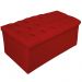 Kit Cabeceira e Calçadeira Baú Estofada Mel 90 cm Solteiro Com Capitonê Suede Vermelho - Amarena Móveis