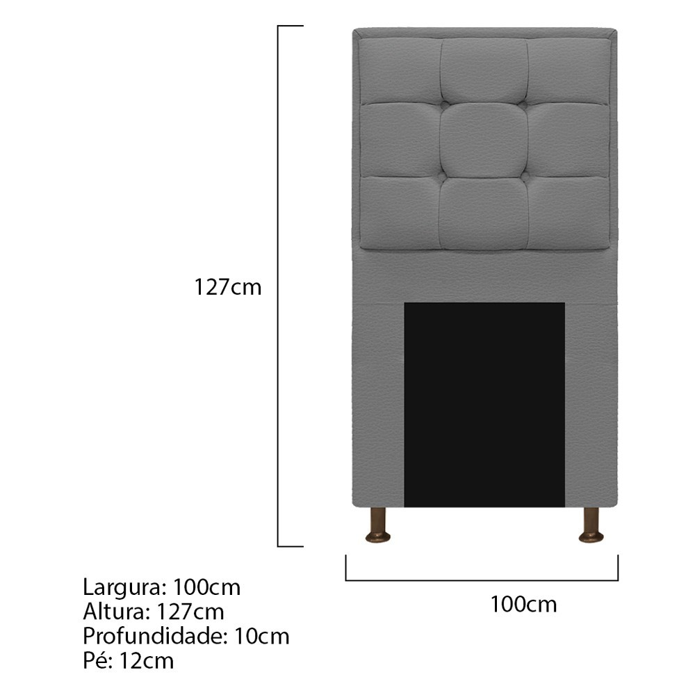 Kit Cabeceira e Calçadeira Copenhague 100 cm Solteiro Corano Cinza - Amarena Móveis
