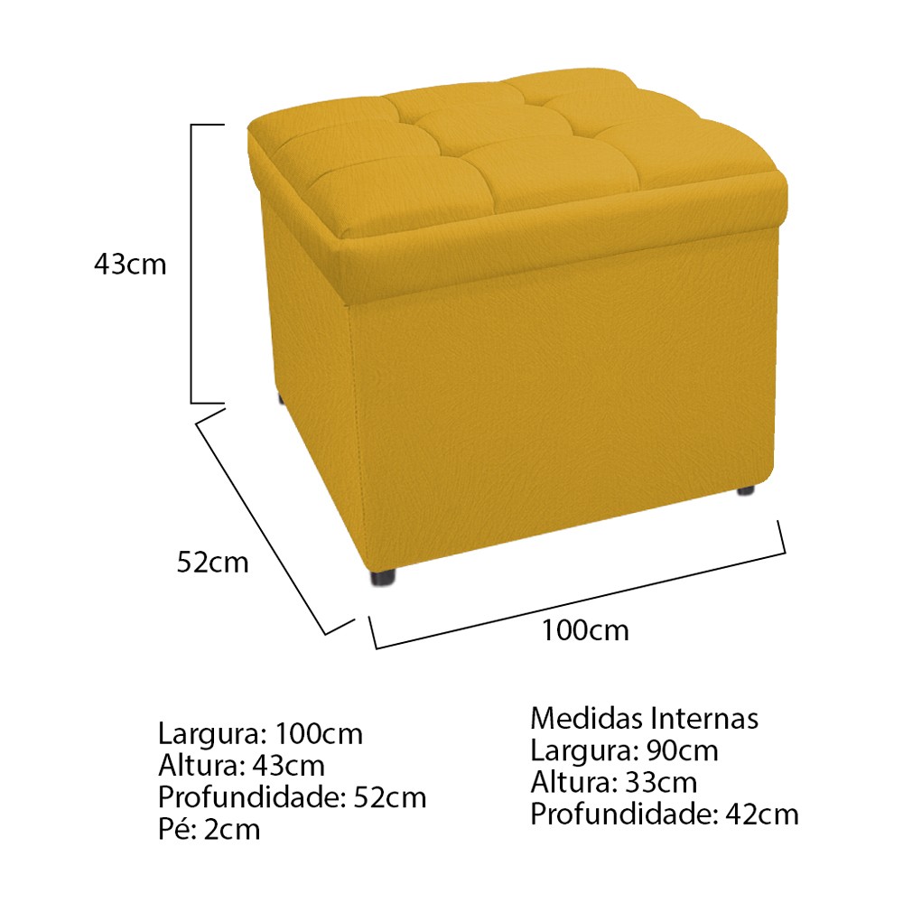 Kit Cabeceira e Calçadeira Copenhague 100 cm Solteiro Suede Amarelo - Amarena Móveis