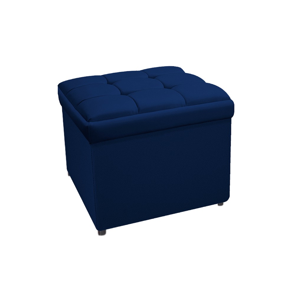 Kit Cabeceira e Calçadeira Copenhague 100 cm Solteiro Suede Azul Marinho - Amarena Móveis
