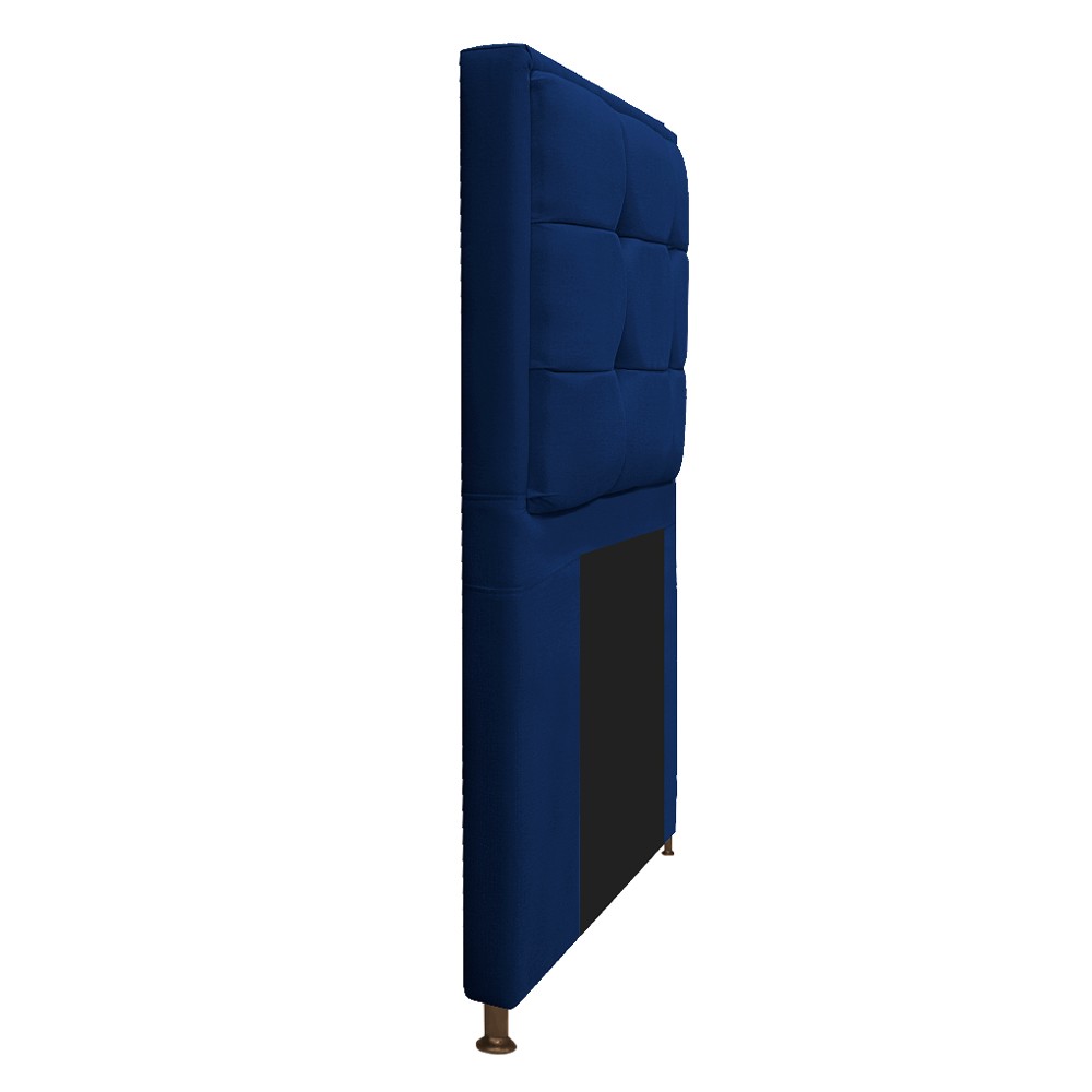 Kit Cabeceira e Calçadeira Copenhague 100 cm Solteiro Suede Azul Marinho - Amarena Móveis