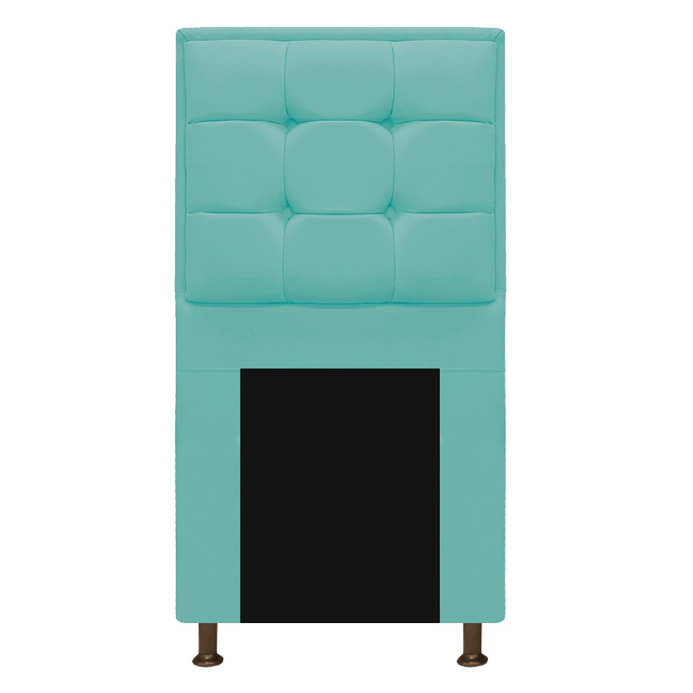 Kit Cabeceira e Calçadeira Copenhague 100 cm Solteiro Suede Azul Tiffany - Amarena Móveis