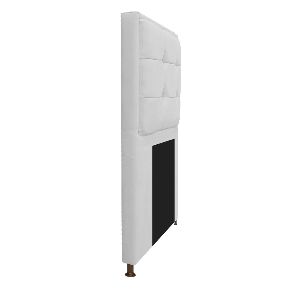 Kit Cabeceira e Calçadeira Copenhague 100 cm Solteiro Suede Branco - Amarena Móveis