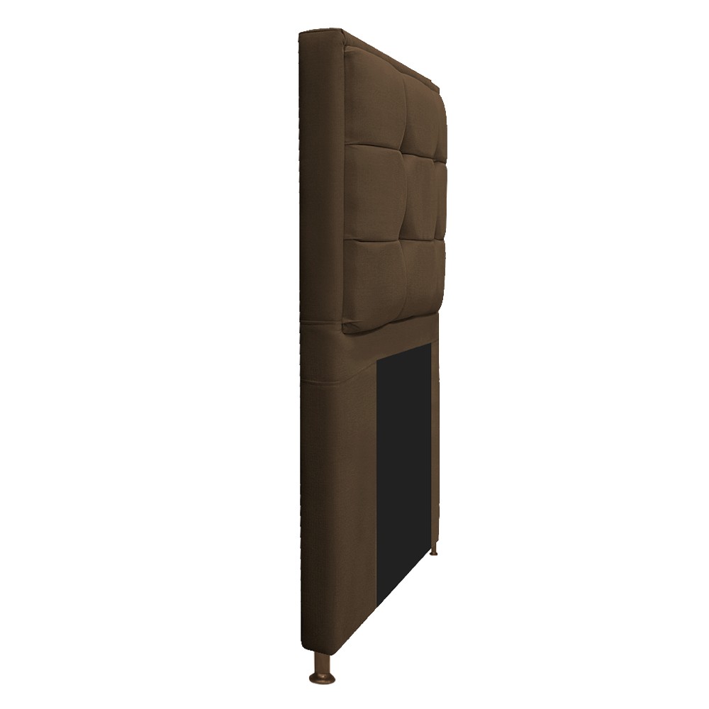 Kit Cabeceira e Calçadeira Copenhague 100 cm Solteiro Suede Marrom - Amarena Móveis