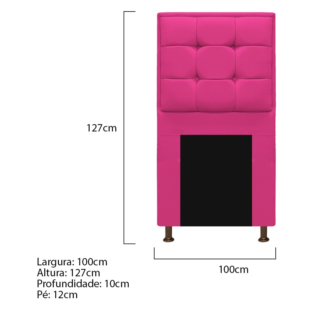 Kit Cabeceira e Calçadeira Copenhague 100 cm Solteiro Suede Pink - Amarena Móveis