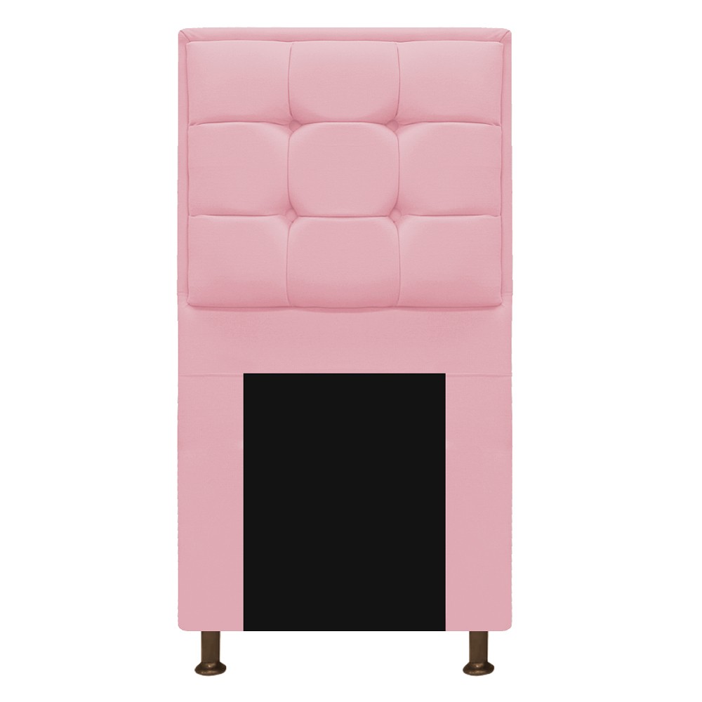 Kit Cabeceira e Calçadeira Copenhague 100 cm Solteiro Suede Rosa Bebê - Amarena Móveis