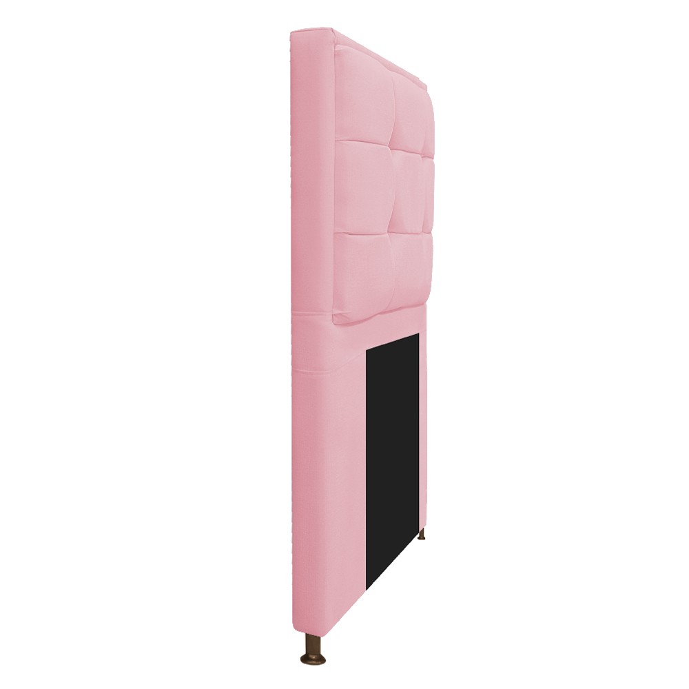 Kit Cabeceira e Calçadeira Copenhague 100 cm Solteiro Suede Rosa Bebê - Amarena Móveis