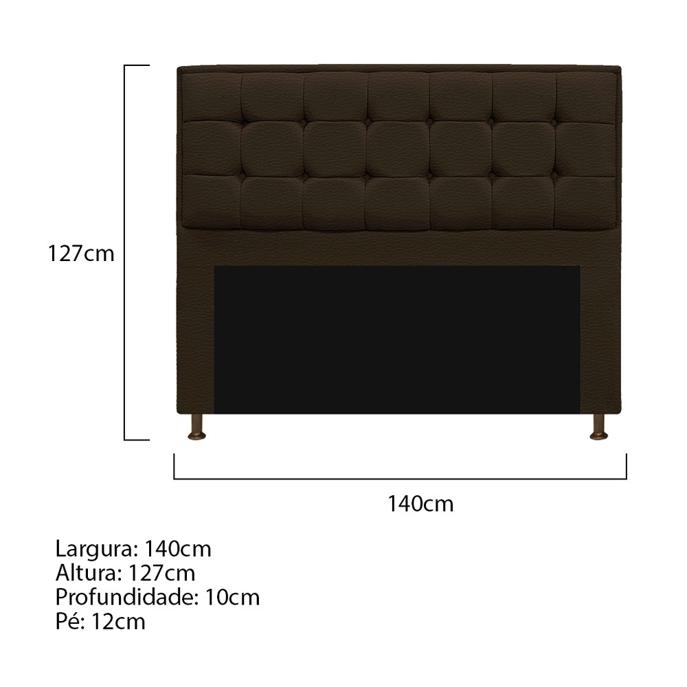 Kit Cabeceira e Calçadeira Copenhague 140 cm Casal Corano Marrom - Amarena Móveis