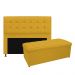 Kit Cabeceira e Calçadeira Copenhague 140 cm Casal Suede Amarelo - Amarena Móveis