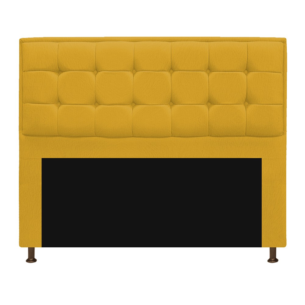 Kit Cabeceira e Calçadeira Copenhague 140 cm Casal Suede Amarelo - Amarena Móveis