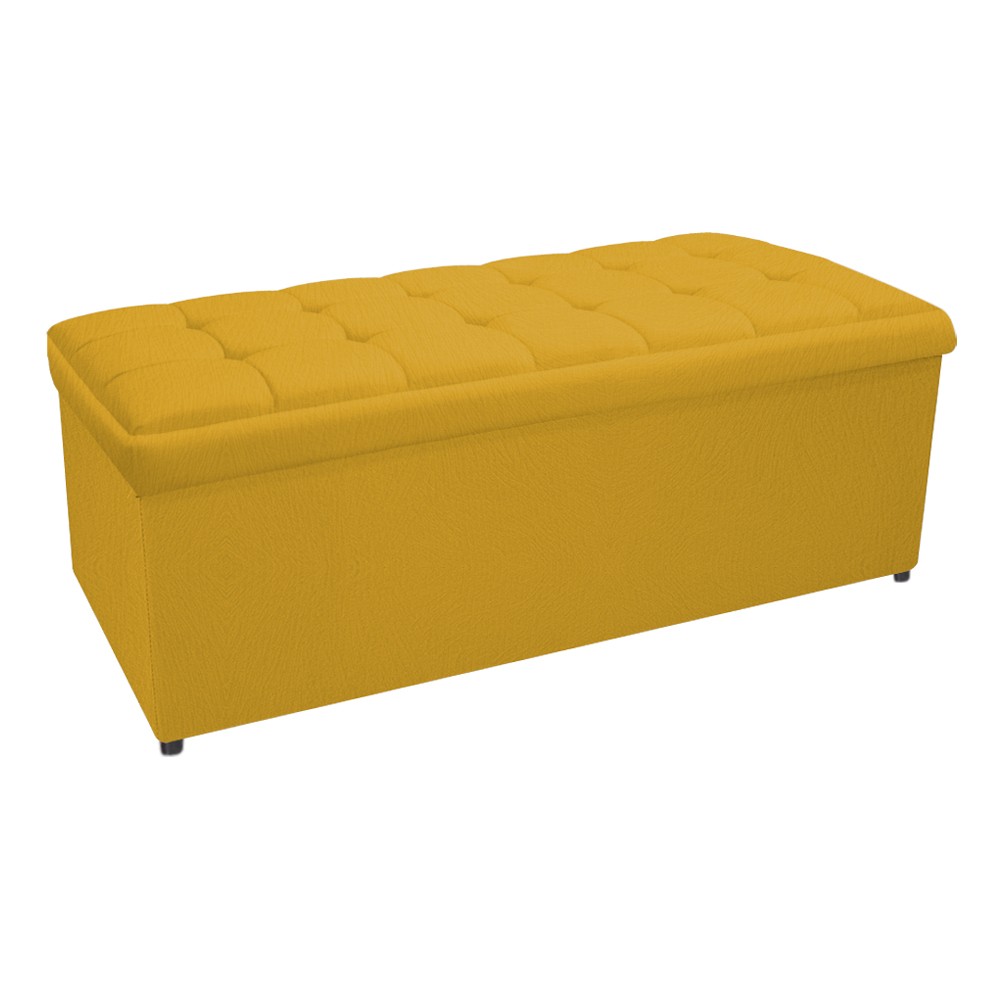 Kit Cabeceira e Calçadeira Copenhague 140 cm Casal Suede Amarelo - Amarena Móveis