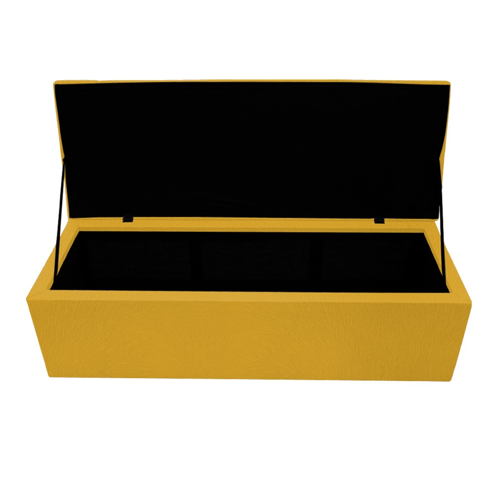 Kit Cabeceira e Calçadeira Copenhague 140 cm Casal Suede Amarelo - Amarena Móveis