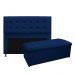 Kit Cabeceira e Calçadeira Copenhague 140 cm Casal Suede Azul Marinho - Amarena Móveis