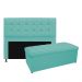 Kit Cabeceira e Calçadeira Copenhague 140 cm Casal Suede Azul Tiffany - Amarena Móveis