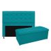 Kit Cabeceira e Calçadeira Copenhague 140 cm Casal Suede Azul Turquesa - Amarena Móveis