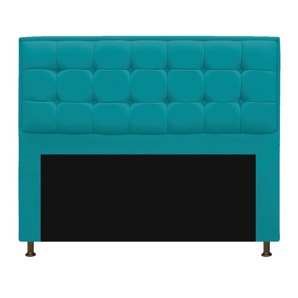 Kit Cabeceira e Calçadeira Copenhague 140 cm Casal Suede Azul Turquesa - Amarena Móveis