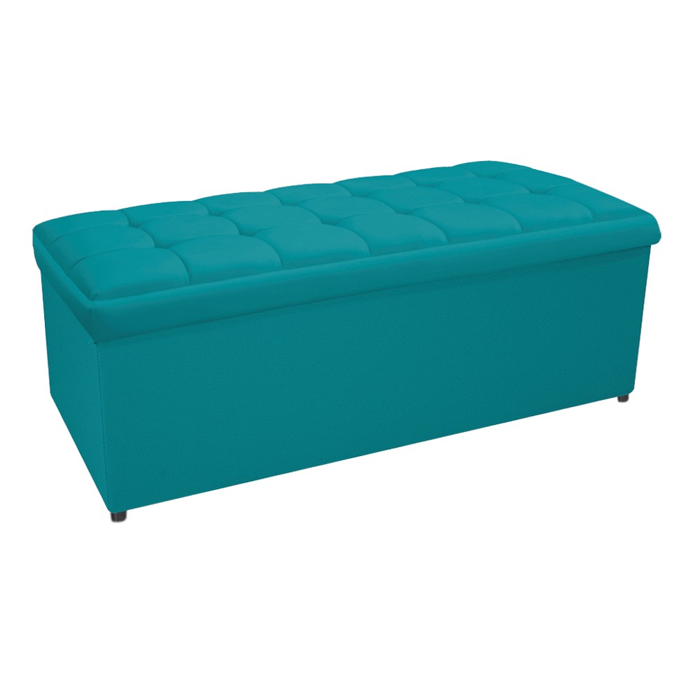 Kit Cabeceira e Calçadeira Copenhague 140 cm Casal Suede Azul Turquesa - Amarena Móveis