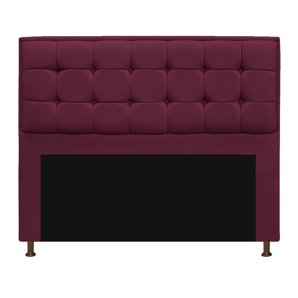 Kit Cabeceira e Calçadeira Copenhague 140 cm Casal Suede Bordô - Amarena Móveis