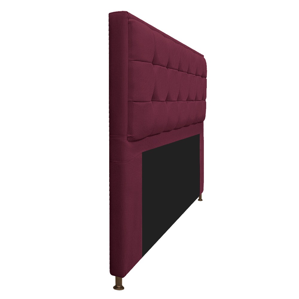 Kit Cabeceira e Calçadeira Copenhague 140 cm Casal Suede Bordô - Amarena Móveis