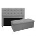 Kit Cabeceira e Calçadeira Copenhague 140 cm Casal Suede Cinza - Amarena Móveis