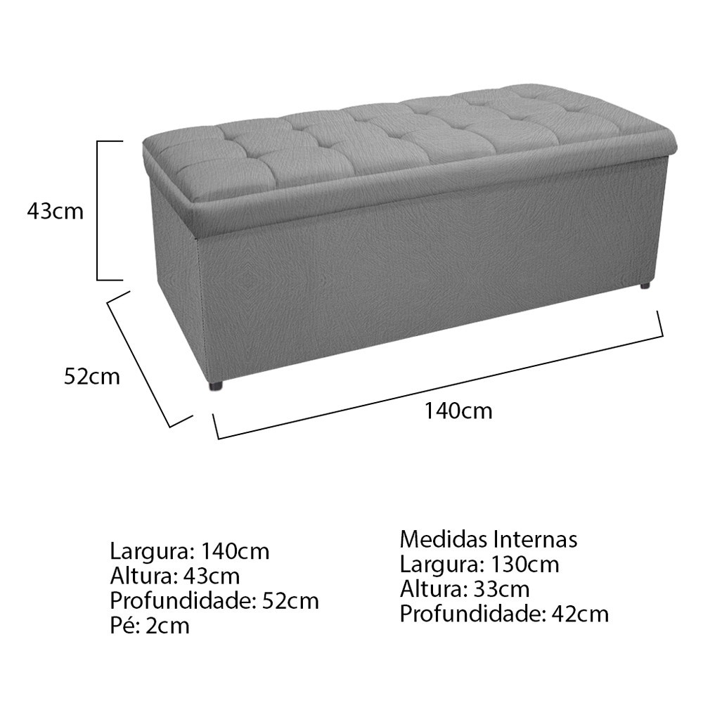 Kit Cabeceira e Calçadeira Copenhague 140 cm Casal Suede Cinza - Amarena Móveis