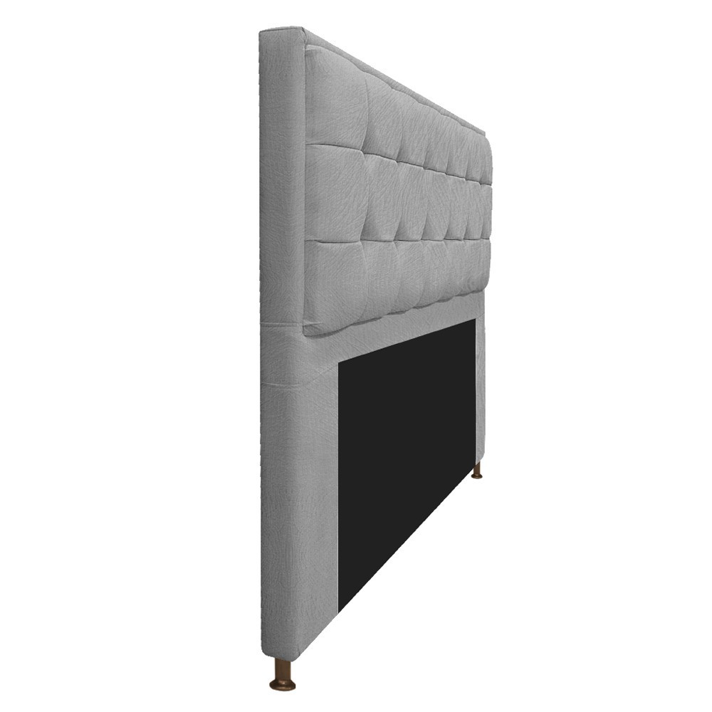 Kit Cabeceira e Calçadeira Copenhague 140 cm Casal Suede Cinza - Amarena Móveis