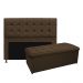Kit Cabeceira e Calçadeira Copenhague 140 cm Casal Suede Marrom - Amarena Móveis