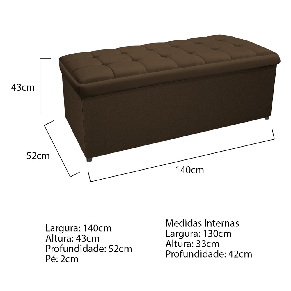 Kit Cabeceira e Calçadeira Copenhague 140 cm Casal Suede Marrom - Amarena Móveis
