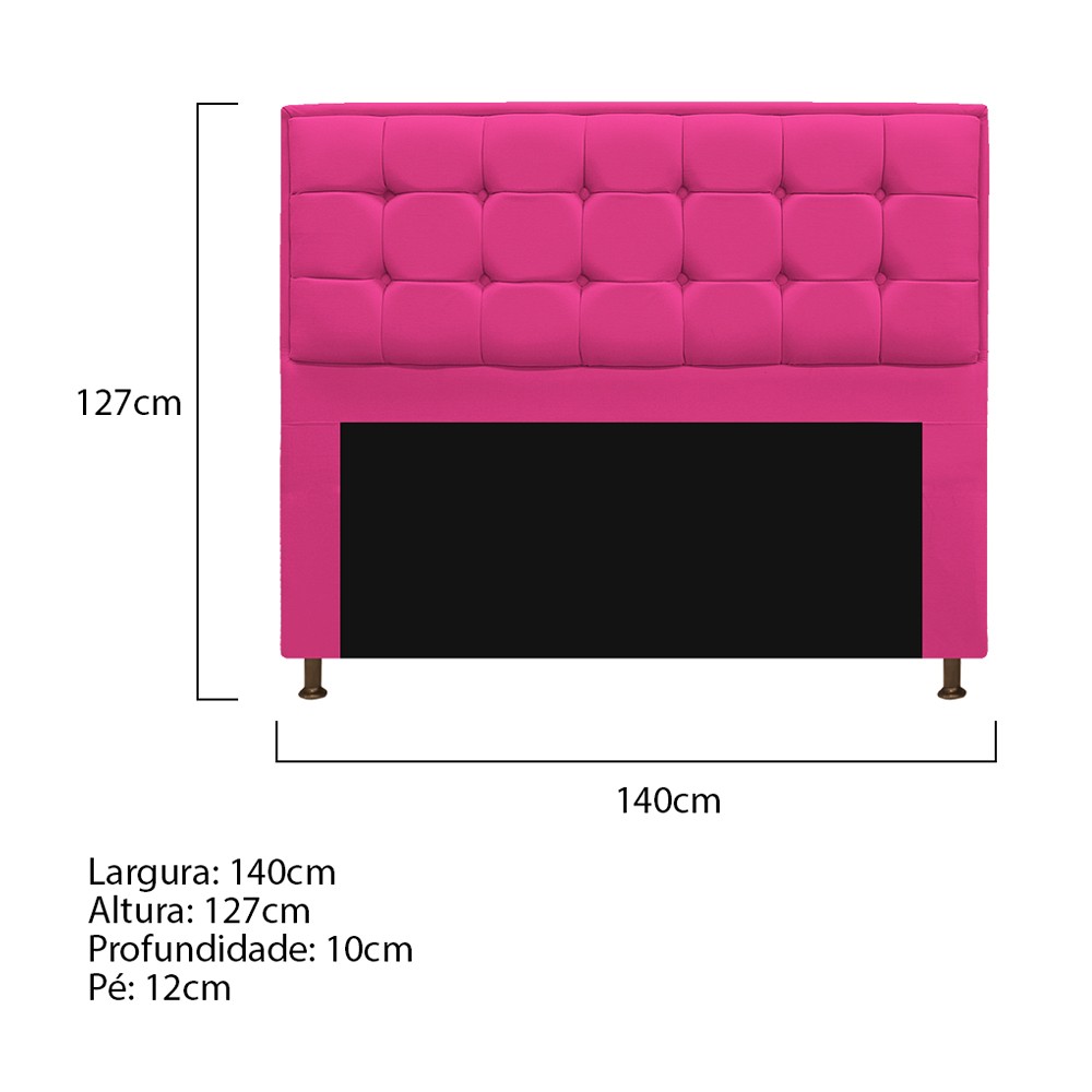 Kit Cabeceira e Calçadeira Copenhague 140 cm Casal Suede Pink - Amarena Móveis